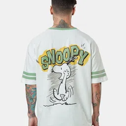 The Souled Store Peanuts Snoopy Sketch Print Pure Cotton Oversized T-Shirt-picture-11