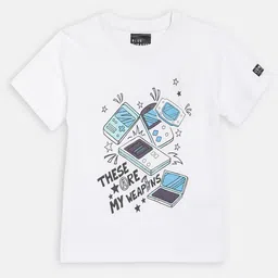 Blue Giraffe Boys White Printed Round Neck T-shirt-picture-25