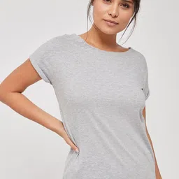 NEXT Women Grey Solid Round Neck T-shirt-image-95