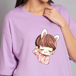 Imsa Moda Graphic Printed Oversized Longline Cotton T-shirt image 3