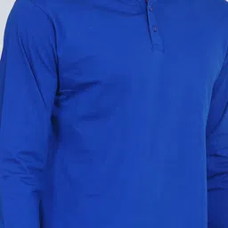 Appulse Men Blue Solid Mandarin Collar T-shirt image 2