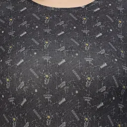 plusS Black Graphic Printed Drop-Shoulder Sleeves Regular Fit Cotton Casual  T-shirt image 2