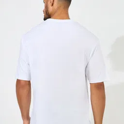Styli Men White Pure Cotton Placement Print Oversized T-Shirt image 4