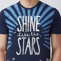 YAK YAK Men Navy Blue & White Typography Printed Slim Fit T-Shirt image 5