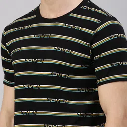 Joven Men Black Striped T-shirt image 2