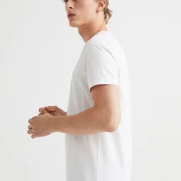 H&M White Slim Fit Pima Cotton T-Shirt image 2