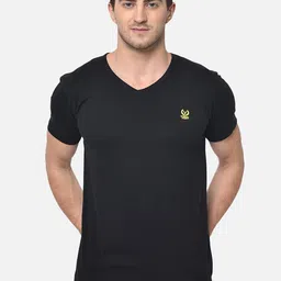 mack jonney VIMAL JONNEY Men Pack Of 2 Grey & Black Solid V-Neck T-shirt image 2