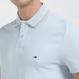 Tommy Hilfiger Men Solid Polo Collar Cotton T-shirt image 5