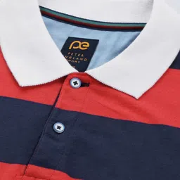 Peter England Men Striped Polo Collar T-shirt image 2