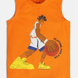 MINI KLUB Boys Graphic Printed Sleeveless Pure Cotton T-shirt-image-43