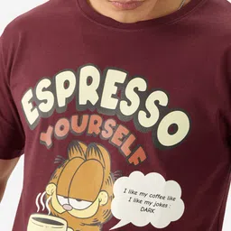The Souled Store Brown Garfield Printed Round Neck Cotton T-shirt image 2