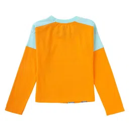 Cub McPaws Girls Orange & Blue Printed Cotton T-shirt image 3