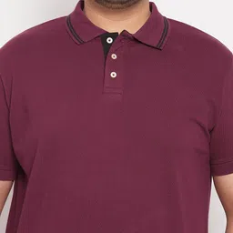 bigbanana Men Plus Size Maroon Polo Collar T-shirt image 5