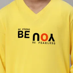 Friskers Boys Yellow Typography V-Neck Applique T-shirt image 3
