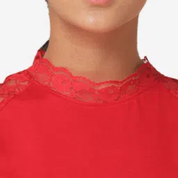 Mode by Red Tape Girls Red Solid Round Neck T-shirt image 3