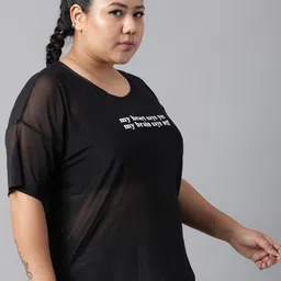 MKH Plus Size Relaxed Fit Typography Printed Dri-FIT Technology Semi Sheer Sports T-shirt image 2