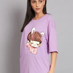 Imsa Moda Graphic Printed Oversized Longline Cotton T-shirt image 4