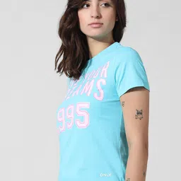 ONLY Typography Printed Round Neck Pure Cotton T-shirt image 2