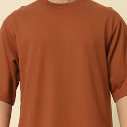 PockMAN Men Bio Finish Cotton Solid Oversized T-shirt image 4