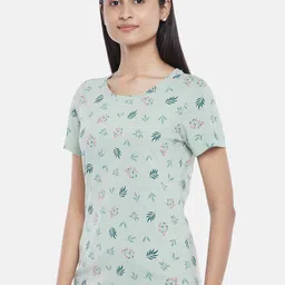 Honey by Pantaloons Women Green Printed T-shirt image 3