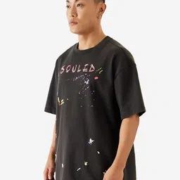 The Souled Store Typography Printed Oversized Cotton T-shirt image 3