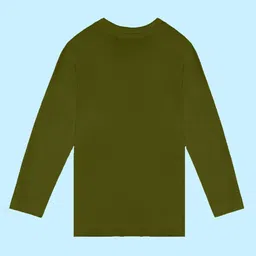NUSYL Boys Olive Green Printed T-shirt image 2