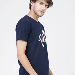 LOCOMOTIVE Men Navy Blue Printed Slim Fit T-shirt image 5