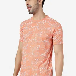 JADE BLUE Floral Printed Pure Cotton Slim Fit T-shirt image 3