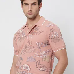 Mufti Slim Fit Floral Printed Cotton Casual T-shirt image 3