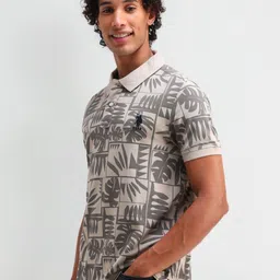 U.S. Polo Assn. Denim Co. Men Tropical Printed Polo Collar Pure Cotton Slim Fit T-shirt image 5