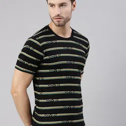 Joven Men Black Striped T-shirt image 4