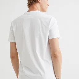 H&M White Slim Fit Pima Cotton T-Shirt image 3