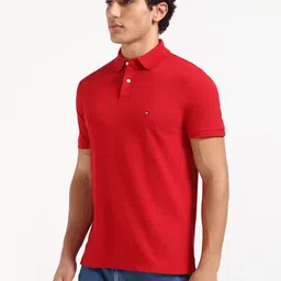Tommy Hilfiger Men Solid Polo Collar Cotton T-shirt image 3