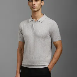 Louis Philippe Men Self Design Polo Collar T-shirt image 4