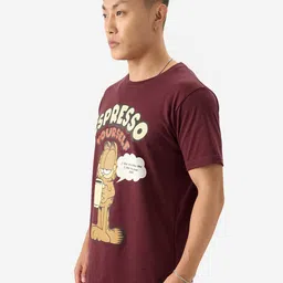 The Souled Store Brown Garfield Printed Round Neck Cotton T-shirt image 3