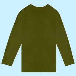 NUSYL Boys Olive Green Printed Applique T-shirt image 2