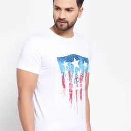 SPORTO Men White & Blue Printed Cotton T-shirt image 4