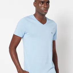 SPORTO Men Blue Solid Outdoor Cotton T-shirt image 3
