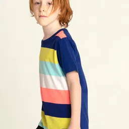 Cherry Crumble Boys Multicolor Color Block Stripy T-shirt image 2
