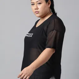 MKH Plus Size Relaxed Fit Typography Printed Dri-FIT Technology Semi Sheer Sports T-shirt image 4