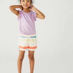 Marks & Spencer Girls Round Neck Flutter Sleeves T-shirt image 4