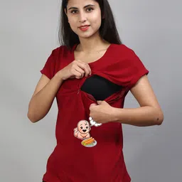 SillyBoom Graphic Printed Regular Fit Cotton Lycra Maternity T shirt image 2