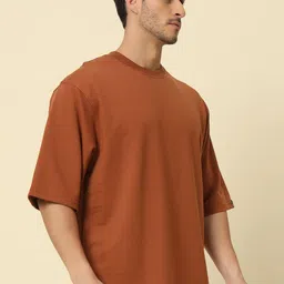 PockMAN Men Bio Finish Cotton Solid Oversized T-shirt image 3