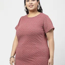 plusS Plus Size Floral Printed Cotton T-shirt image 4