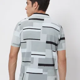 Mufti Slim Fit Abstract Printed Polo Collar Cotton Casual T-shirt image 4