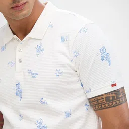 SPYKAR Men Printed Polo Collar Slim Fit T-shirt image 4
