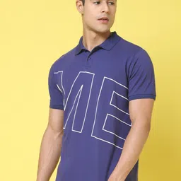 DOOR74 Typography Printed Polo Collar Cotton T-shirt image 4