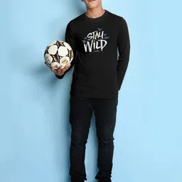 NUSYL Boys Black Typography Printed T-shirt image 4