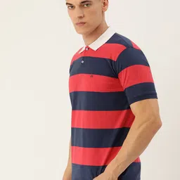 Peter England Men Striped Polo Collar T-shirt image 4