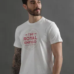 Royal Enfield Typography Printed Round Neck Short Sleeves Regular Fit Cotton T-shirt image 4